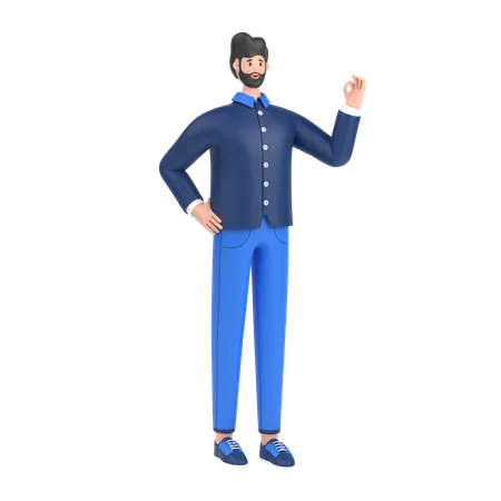 Homem mostrando bela pose de gesto  3D Illustration