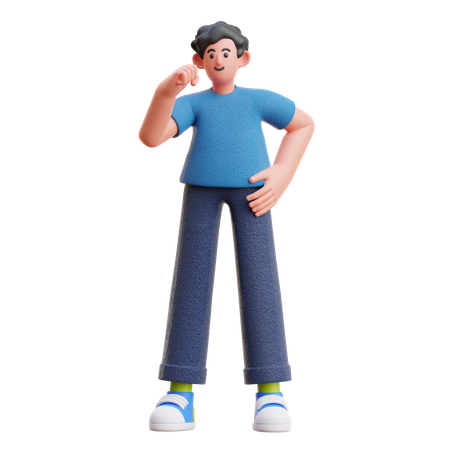 Homem mostrando gesto vencedor  3D Illustration