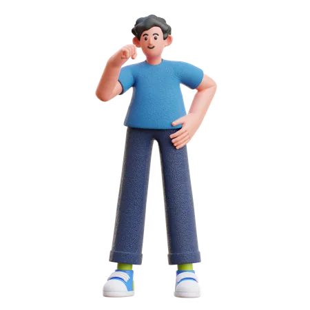 Homem mostrando gesto vencedor  3D Illustration