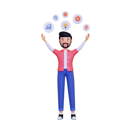 Homem mostrando o mapa mental  3D Icon