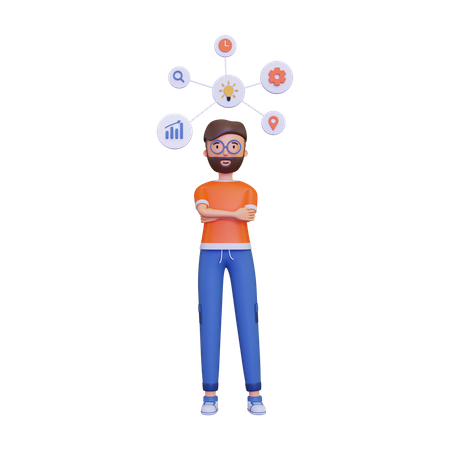 Homem mostrando o mapa mental  3D Icon