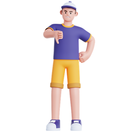 Homem mostrando o polegar para baixo  3D Icon