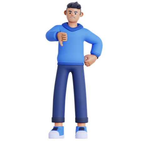 Homem mostrando o polegar para baixo  3D Icon