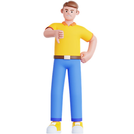 Homem mostrando o polegar para baixo  3D Icon