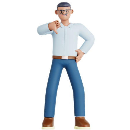 Homem mostrando o polegar para baixo  3D Icon