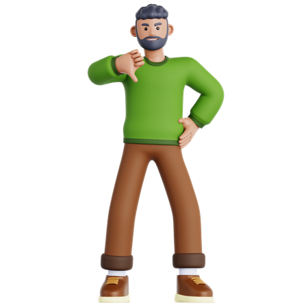 Homem mostrando o polegar para baixo  3D Icon