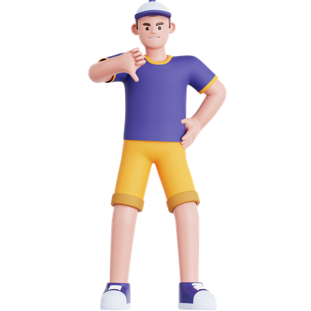 Homem mostrando o polegar para baixo  3D Icon