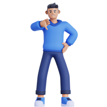 Homem mostrando o polegar para baixo  3D Icon