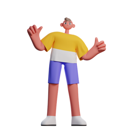 Homem mostrando os polegares para cima  3D Illustration