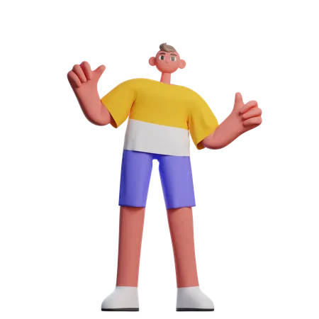 Homem mostrando os polegares para cima  3D Illustration