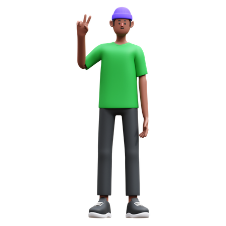 Homem mostrando sinal de paz  3D Illustration