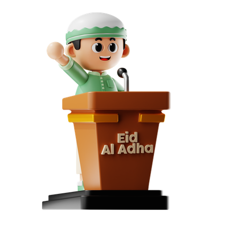 Homem muçulmano faz discurso  3D Illustration