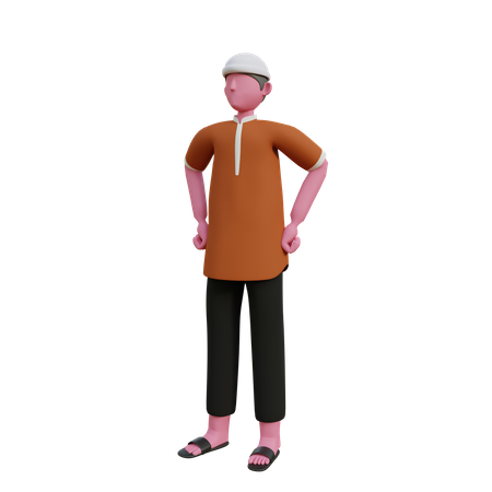Homem muçulmano em pé  3D Illustration