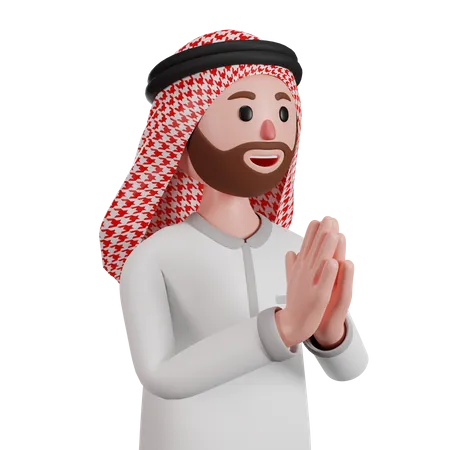 Homem muçulmano dizendo namastê  3D Illustration