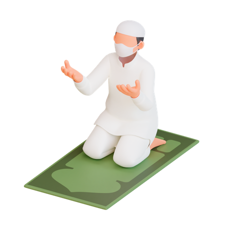 Homem muçulmano fazendo oração  3D Illustration