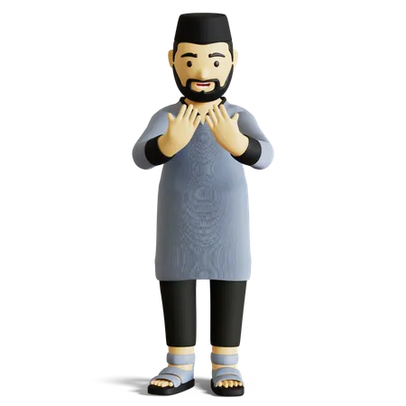 Homem muçulmano fazendo oração  3D Illustration