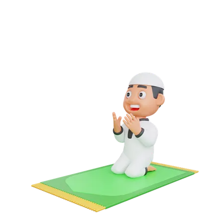 Homem muçulmano fazendo oração do Ramadã  3D Illustration