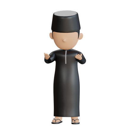 Homem muçulmano fazendo oração namaz  3D Illustration