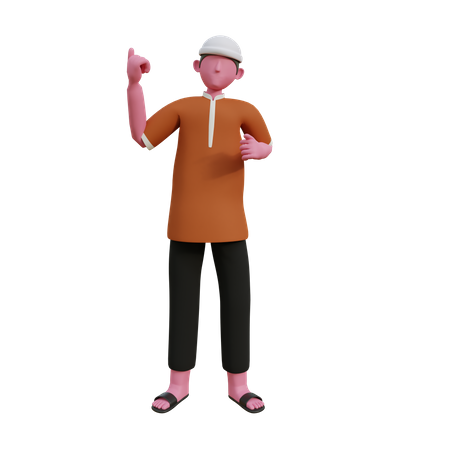 Homem muçulmano levantando as mãos  3D Illustration