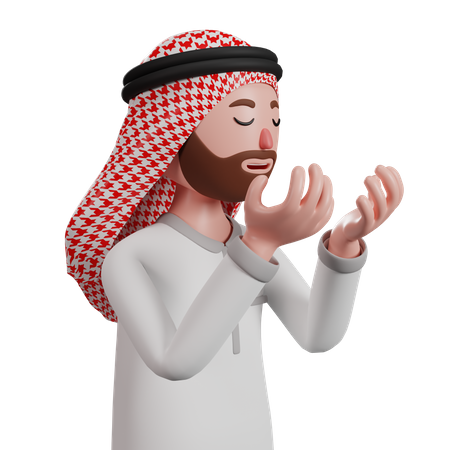 Homem muçulmano rezando  3D Illustration