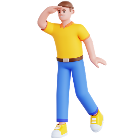 Homem olhando para longe  3D Illustration