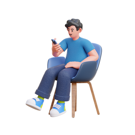 Homem olhando para celular  3D Illustration