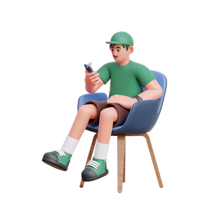 Homem olhando para celular  3D Illustration