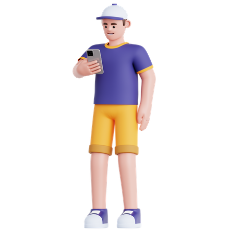 Homem olhando para o telefone  3D Icon