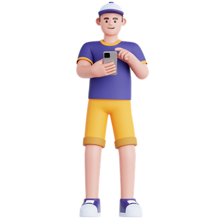 Homem olhando para o telefone  3D Icon