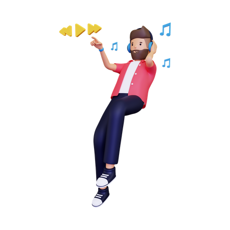 Homem ouvindo música  3D Illustration