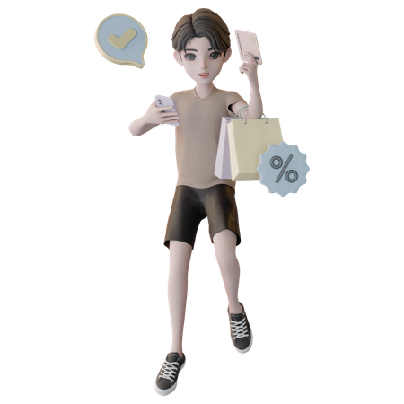 Homem pagando com cartão para fazer compras  3D Illustration
