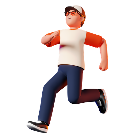 Pose engraçada de homem correndo  3D Illustration