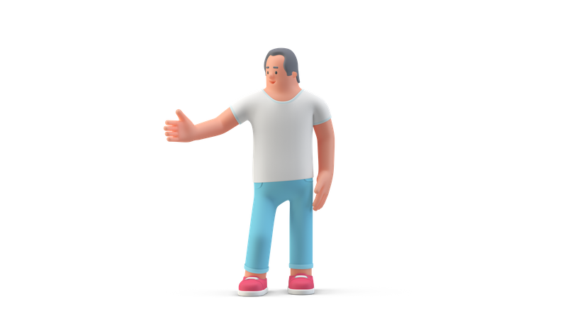 Homem pronto para aperto de mão  3D Illustration