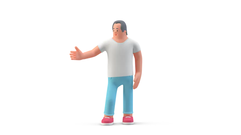 Homem pronto para aperto de mão  3D Illustration