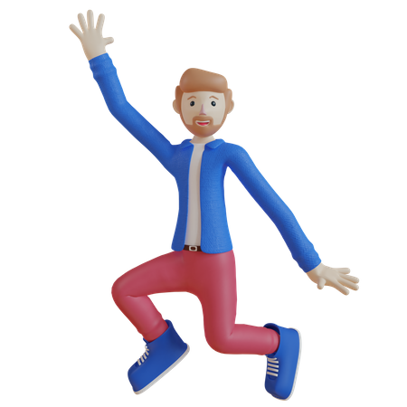 Homem pulando de alegria  3D Illustration