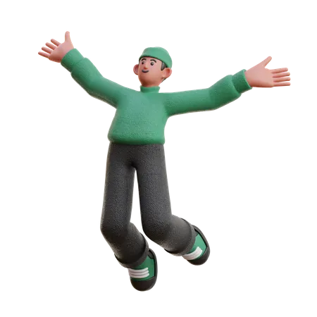 Homem pulando no ar  3D Illustration