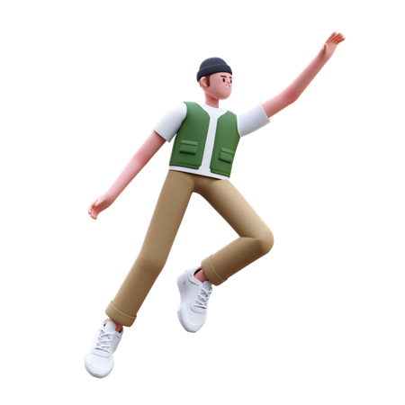 Homem pula no ar  3D Illustration