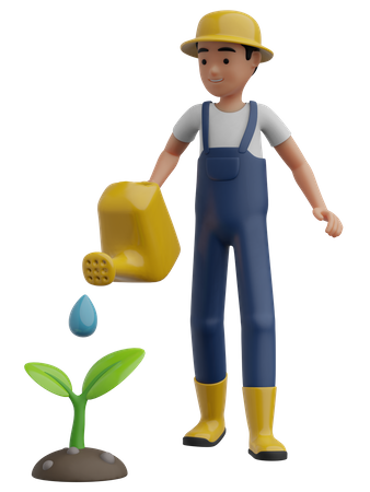 Homem regando planta  3D Icon