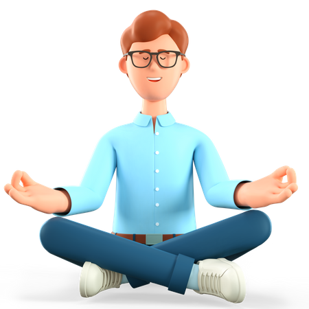 Homem relaxando em posição de lótus de ioga  3D Illustration