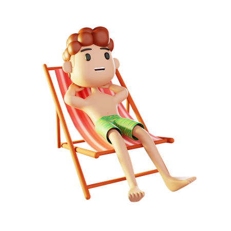 Homem relaxando na praia  3D Illustration