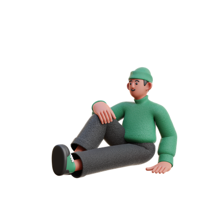 Homem relaxando no chão  3D Illustration