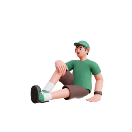Homem relaxando no chão  3D Illustration