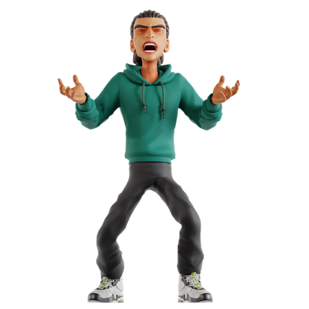 Homem rugindo em luta  3D Icon
