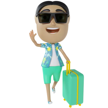 Homem saindo de férias  3D Illustration