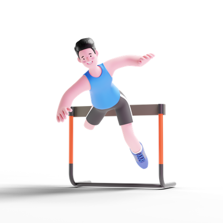 Homem saltando obstáculos  3D Illustration