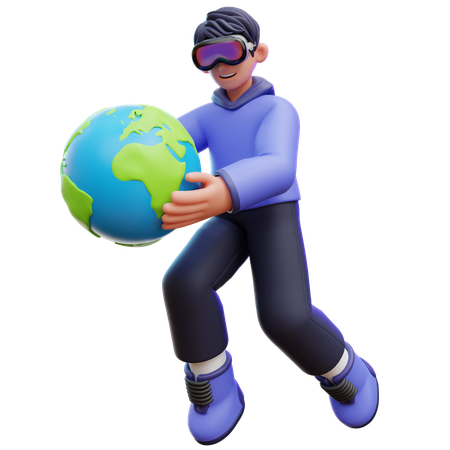 Homem Segurando A Terra  3D Icon