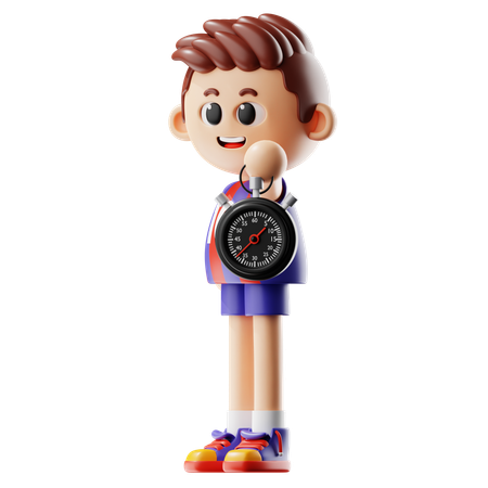 Homem Segurando Cronômetro  3D Icon