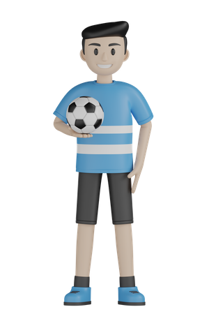 Homem segurando futebol  3D Illustration