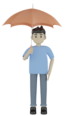 Homem segurando guarda-chuva  3D Icon