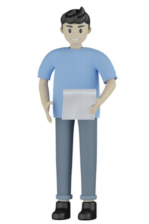Homem segurando papel  3D Icon